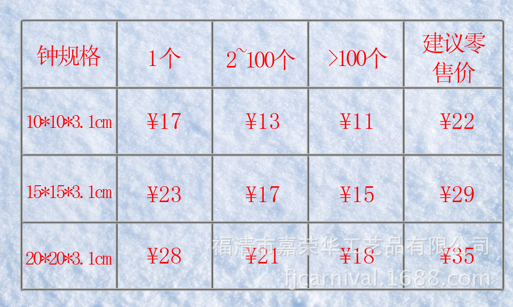 鐘價格表
