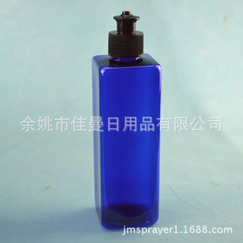 直销240ml蓝色方瓶 手拉盖瓶 塑料洗洁精分装瓶 