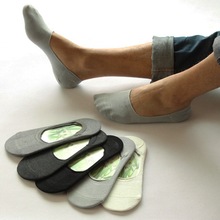 硅胶防滑浅口男士船袜 豆豆鞋竹纤维隐形袜子 纯色男士袜子批发