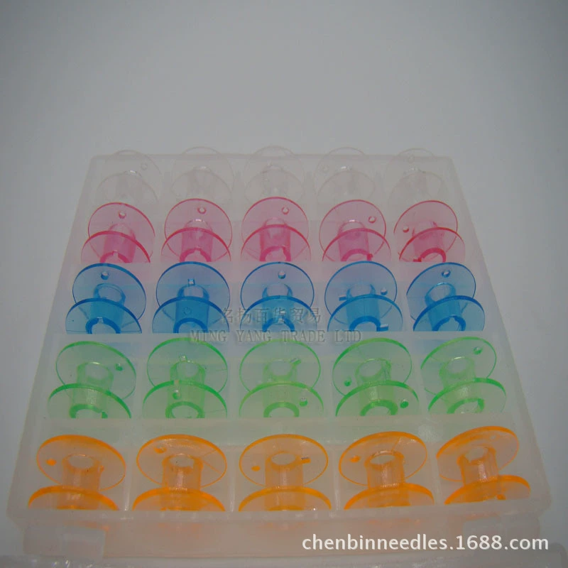 Прямые продажи с фабрики, прозрачная пластиковая коробка 25, разноцветные универсальные шпульки, комбинированные швейные аксессуары