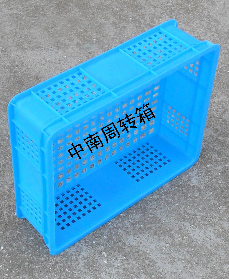 蓝色网眼漏水塑料筐中南周转箱筐沥水篮子全新料做加厚款