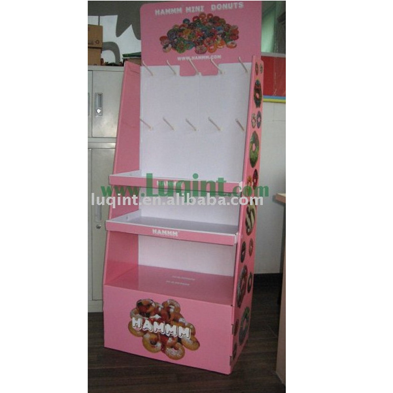 蛋糕面包纸展示架 超市零食纸货架 立式可折叠瓦楞货架