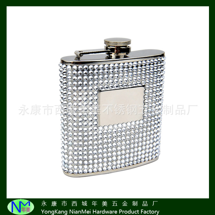 6 ounce亚克力钻水钻不锈钢小酒壶