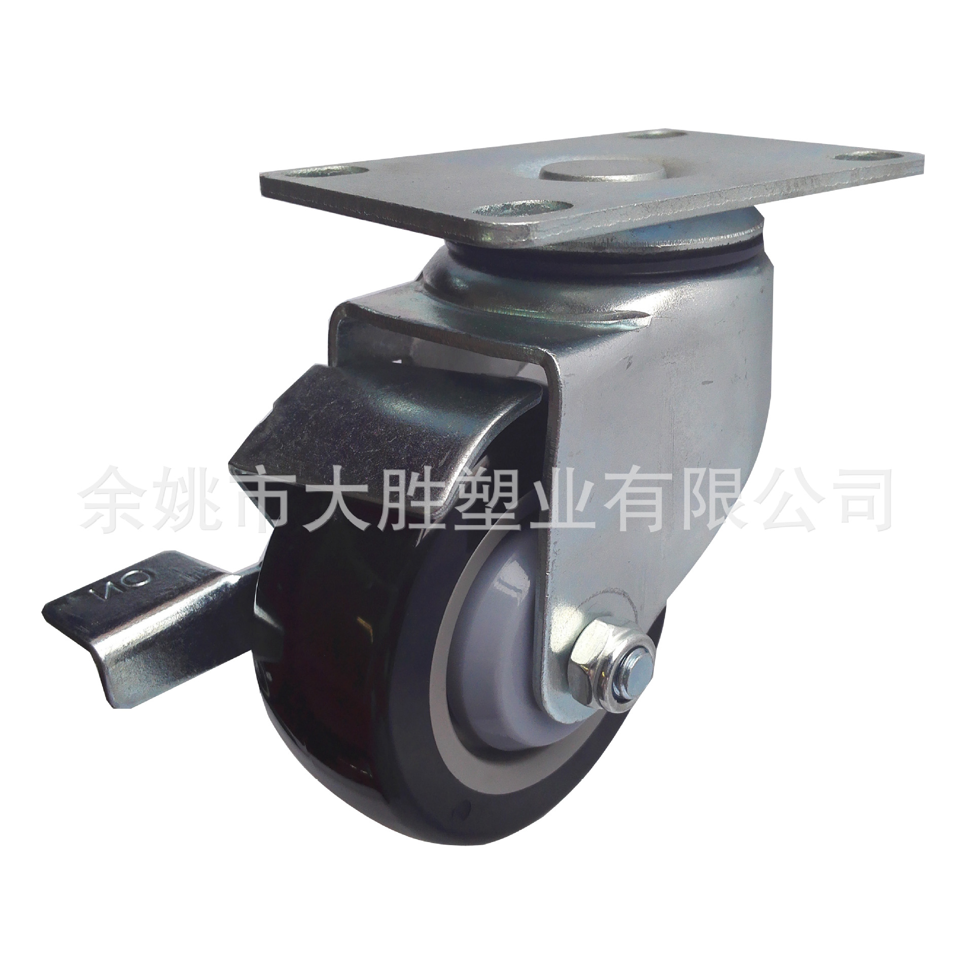 大胜供应3寸聚氨酯PU单轴平底边刹脚轮超市万向脚轮 静音耐磨