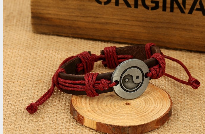 Taiji Yin and Yang Gossip Bracelet Wholesale Korean Punk Menu0027s Bracelet Womenu0027s Handmade Bra