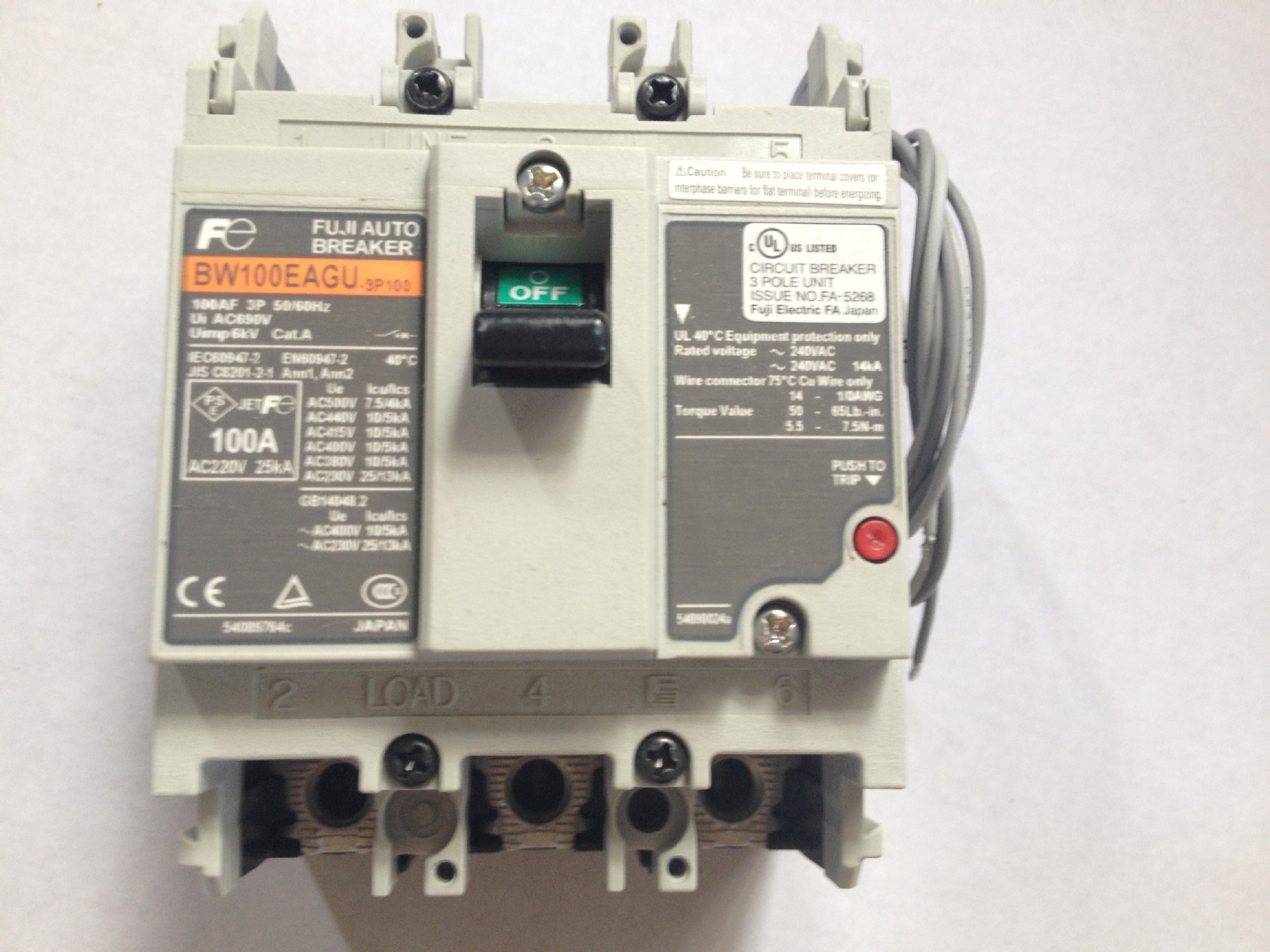 BW100EAGU-3P100 3P100A富士断路器