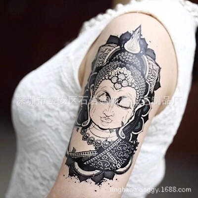 Super Large environmental protection artificial flower arm black and white Buddha Guanyin Bodhisattva body painting simulation Tattoo Factory wholesale direct sales