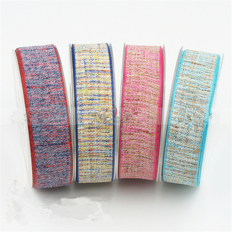 厦门姚明织带新款高档韩国彩色粗边带仿麻格子服装辅料包边带