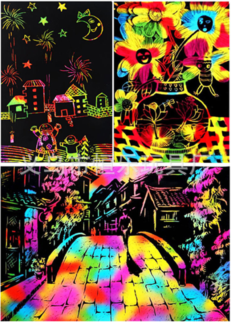 厂家直销炫彩刮画纸A4加厚儿童刮刮画DIY手工创意 刮画本益智玩具-阿里巴巴