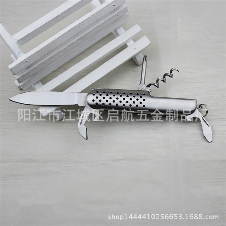1多功能小刀不锈钢瑞军刀 士多功能户外小刀5开多孔新款折叠小刀