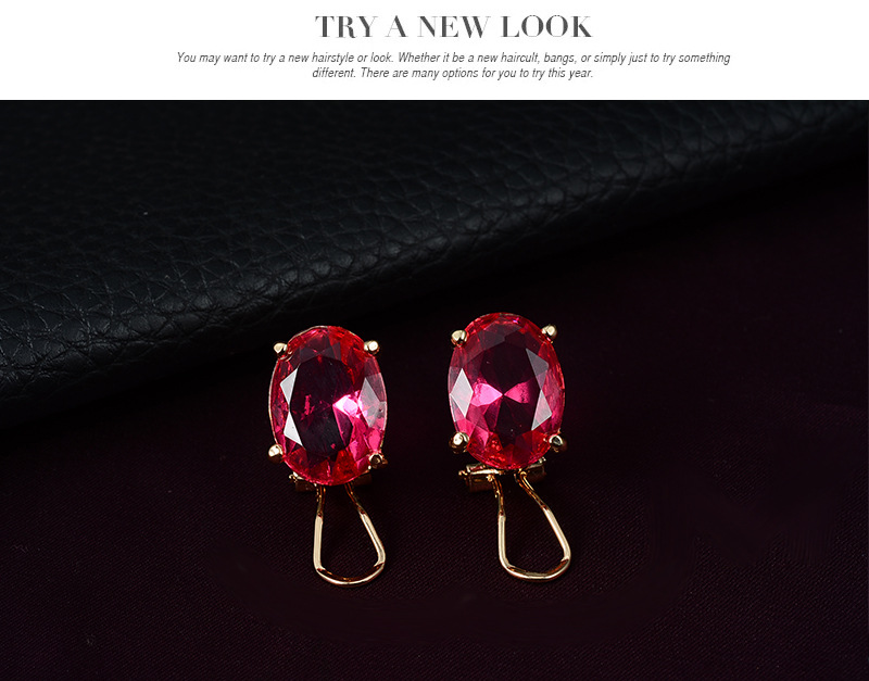 Fashion geometric inlaid diamond semi-precious stones four-piece jewelry set
