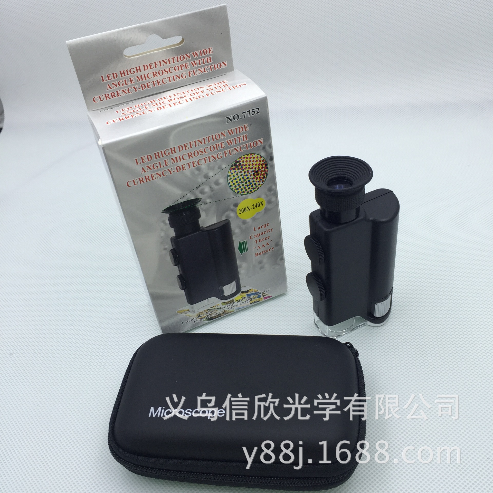 厂家直销 新款200X-240X带LED高清广角带验钞显微镜 光学显微镜