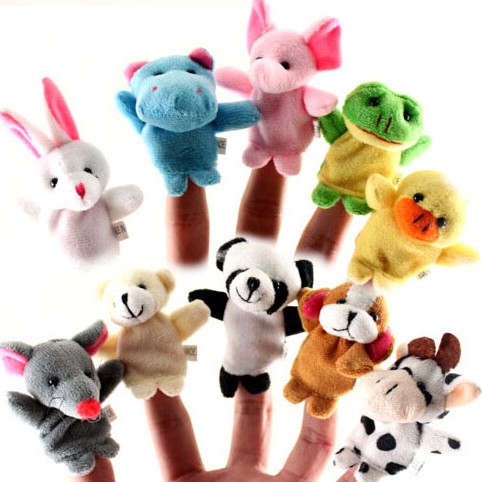 手指偶双层带脚动物手偶给宝宝讲故事好帮手毛绒玩具厂家现货