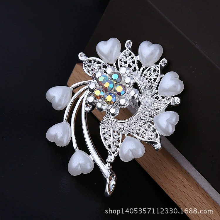Модная металлическая брошь в форме сердца, булавка, цветочная, Aliexpress