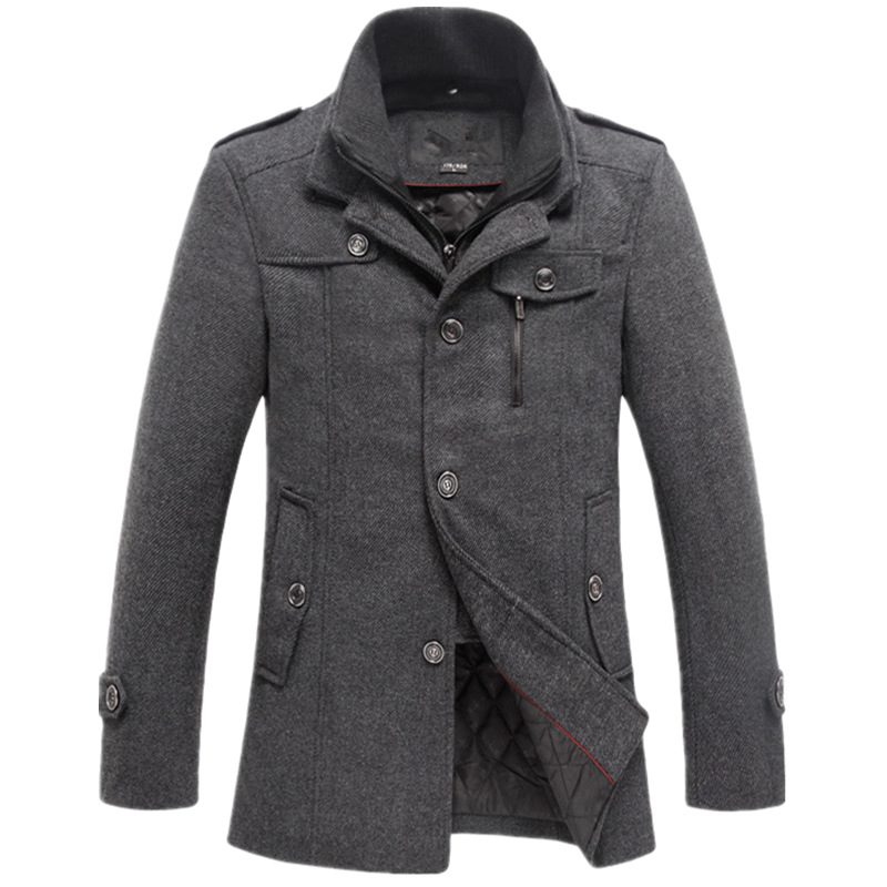 Manufactor men's wear Autumn and winter new pattern man woolen coat Mid length version Stand collar With cotton Fur Men's coat Order