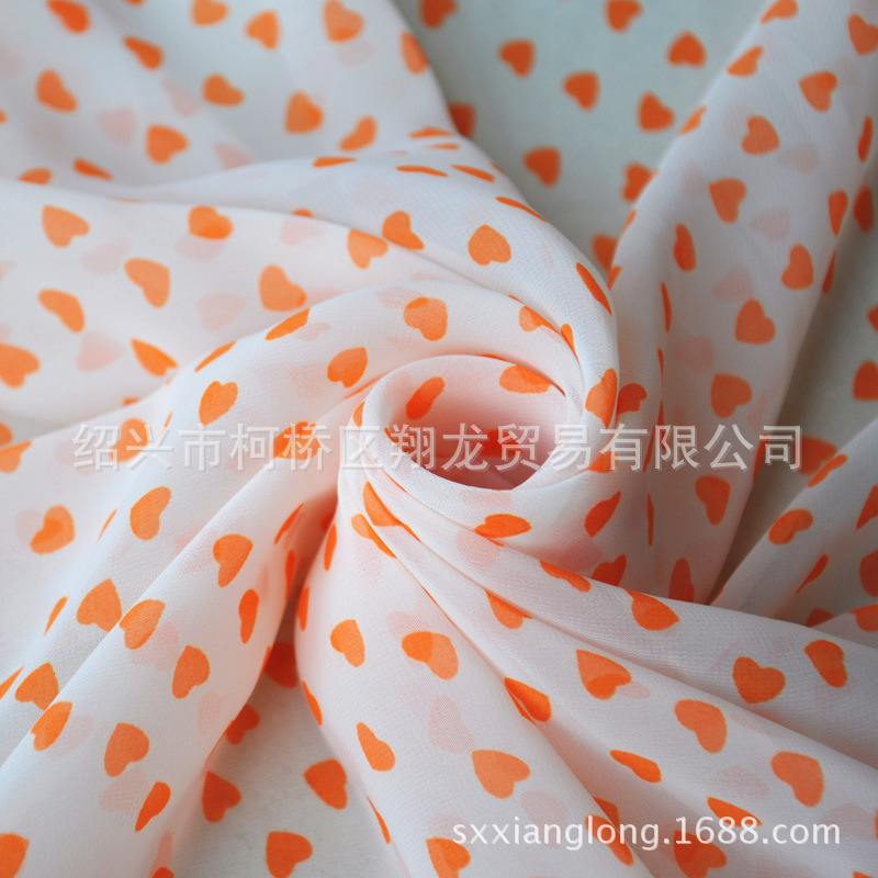 【翔龙印花 XL508】爆款  经典可爱休闲时尚爱心印花雪纺面料