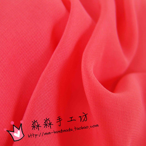 厂家直销西瓜红复合丝素色雪纺衫布料 柔软雪纺吊带裙服装面料