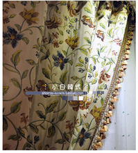 别墅美式田园风格厚实提花遮光窗帘布料（幅宽280CM）