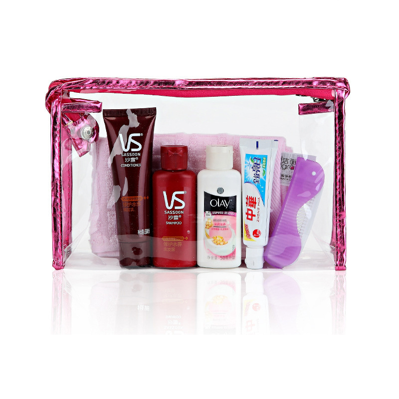 Custom sewing pvc Cosmetic transparent zipper Storage bag PVC transparent portable travel Wash and rinse Kit Bag