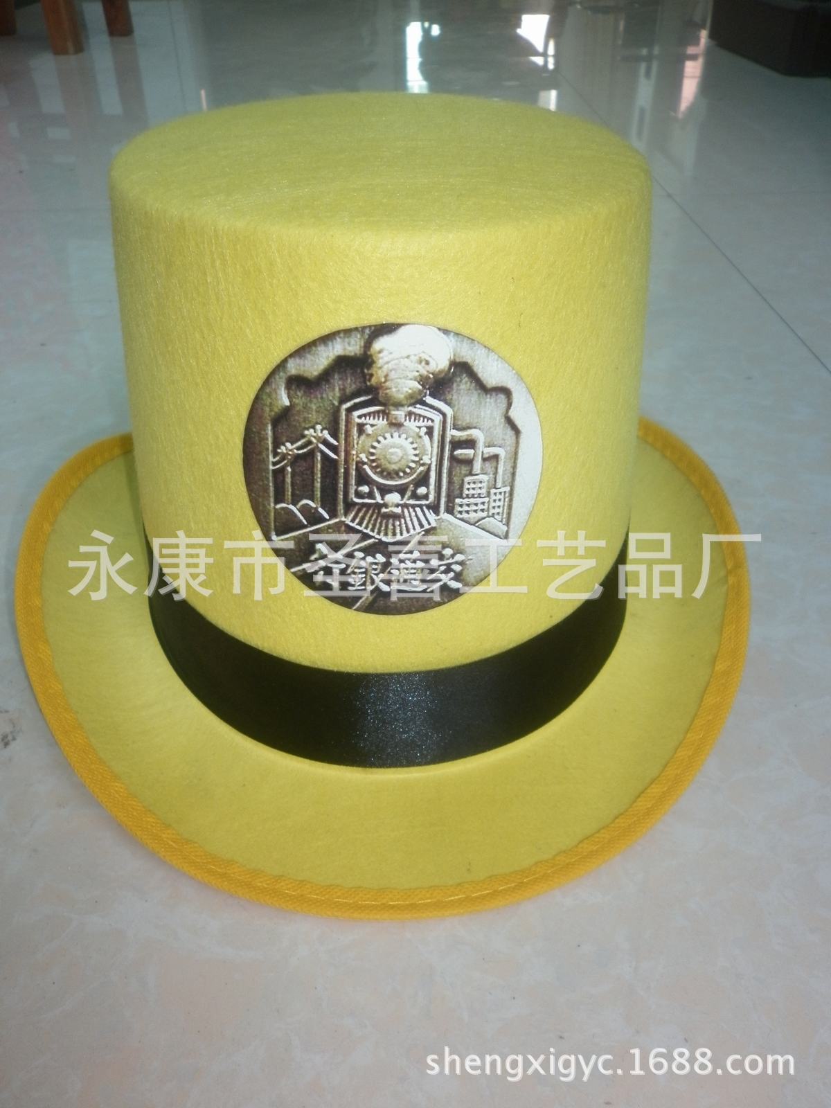 供应 无纺布高帽子 金色毛毡高帽  黄色毛毡帽 金色高帽 黄色高帽