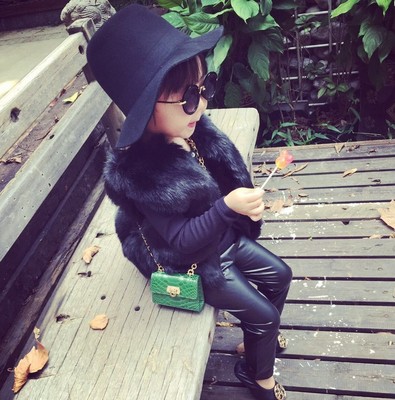 2022秋冬亲子装毛毛仿皮草童装马甲狐狸毛棉马甲背心外套儿童|ru