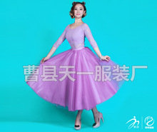 摩登舞裙表演服装演出服蓬蓬纱半身长裙舞裙成人飘逸