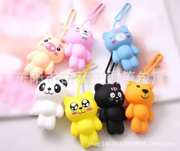 New silicone key Bear cartoon coin purse pendant wholesale pull-out cute cartoon silicone key case