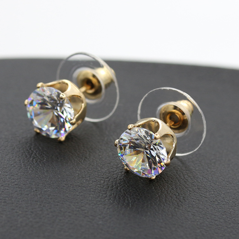 Korean Fashion Crown Bottom Crystal Zircon Earrings Wholesale display picture 4