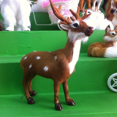 毛仿真梅花鹿，圣诞鹿家庭摆件鹿鹿发财礼品玩具纯手工制作鹿|ru