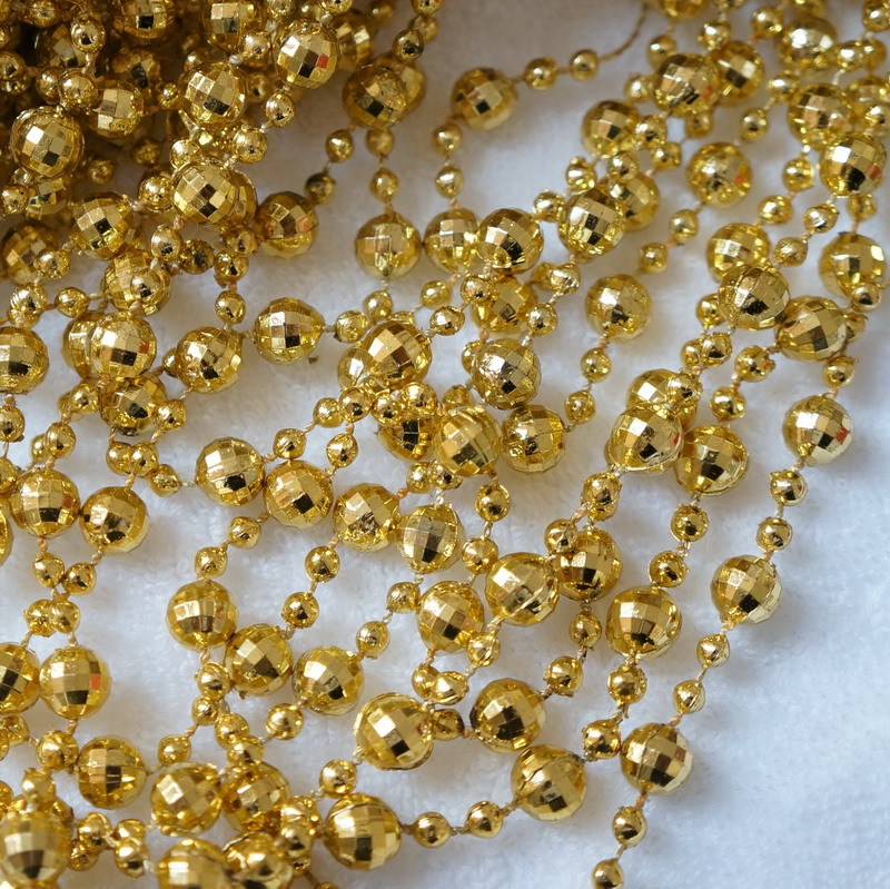 Wholesale Golden Earth electroplated bead chains, large and small interval connected bead chains, wedding background decoration arch bead curtains detail image 3