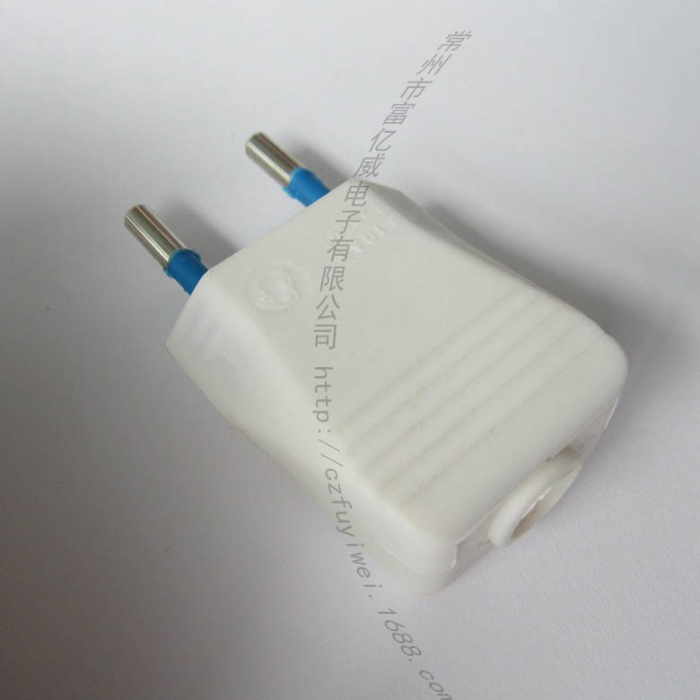 欧规 欧标插头 两极 圆插 装配电源接线插头 电源插头