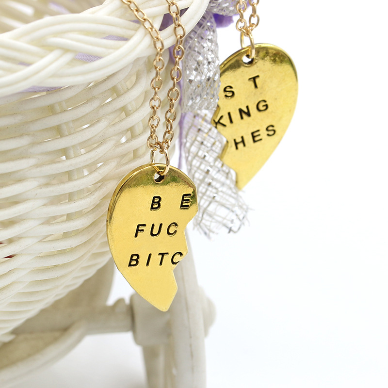 The new pendant necklace Best Fucking Bitches broken heart necklace wholesale