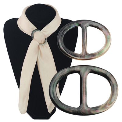 稻草人饰品加厚椭圆形贝壳日字扣，超质感黑贝丝巾扣