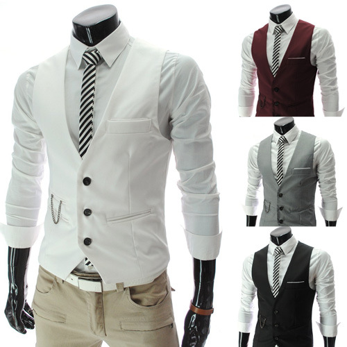 Aliexpress Ebay New Men's Cotton Polyester Blended Cardigan Vest Summer Adult Suit Vest Bulk Goods