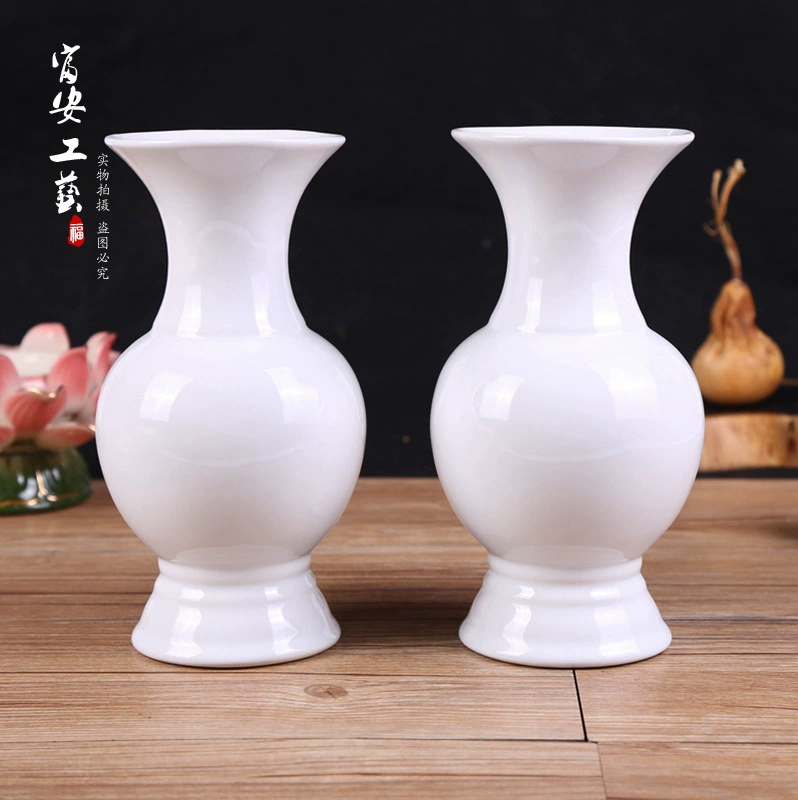 Best Selling Artwork Ornament Pure White No Words No Scripture Tribute White Jade Support Vase Buddha Hall Supplies Wholesale