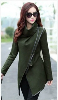 Women's Autumn Long-Sleeve Trench Coat, Woolen Korean Style, Plus Size  S–3XL