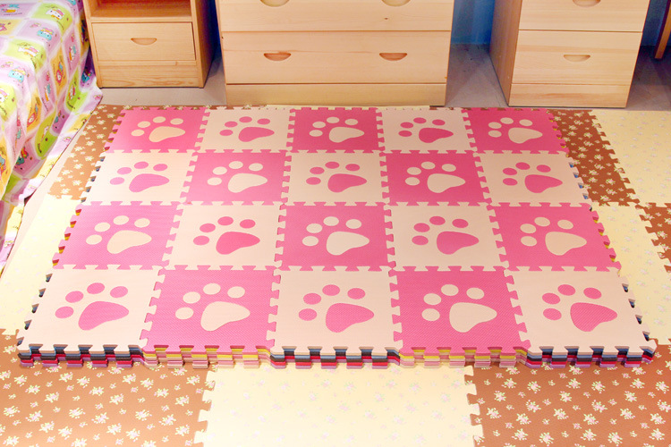 明德宝宝爬行垫小脚印地垫 EVA拼接垫 宝宝拼图游戏垫 泡沫板垫|ru