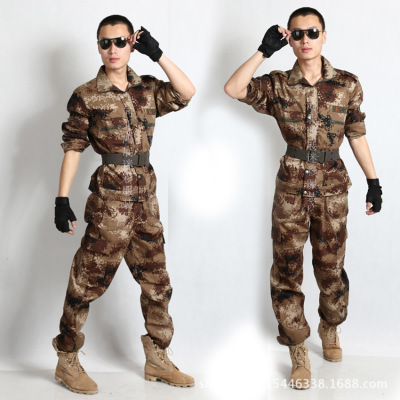 厂家货源迷彩服套装 多规格军训迷彩作训服 机修电焊厂工作服|ms