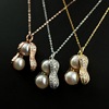 Golden pendant from pearl, necklace, silver 925 sample, 14 carat, pink gold