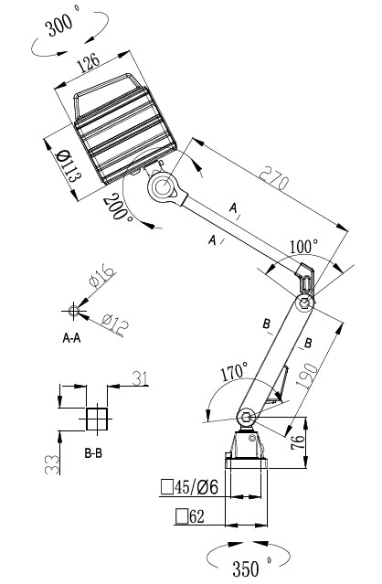 欧恩厂家直销ONN-M6长臂机床工作灯 LED灯 LED射灯 LED工作灯 LED机床灯设备工作灯 机床工作照明灯