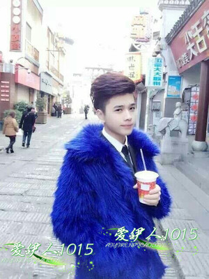 批發特價狐狸毛男裝翻領仿皮草中長款皮衣外套長毛新款黑白色男士