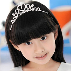 Supply alloy electroplated thick silver children's heart headband crown girl headband princess birthday gift hair accessories