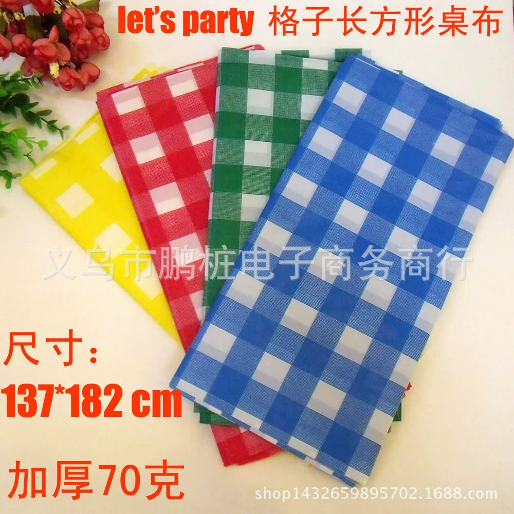 Disposable desktop cloth thick red, yellow, blue and green grid rectangular party party party wedding wedding celebration