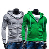 The new solid drawstring pocket zipper mens jacket British fashion Hoodie