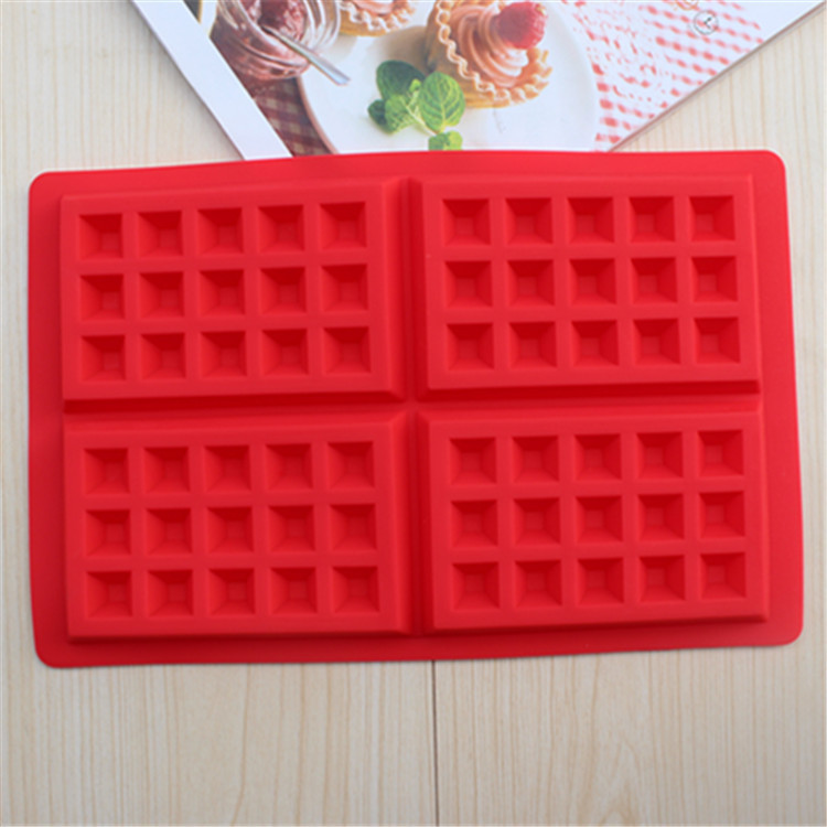 4连方形华夫格硅胶蛋糕模 手工烘焙饼干模 松饼模 耐高温易脱模