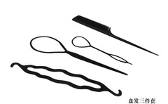 Independently packaged three-piece set of hair extensions, hair extensions, pattern hair extensions, pointed tail comb, distribution comb, hair braiding iron, wholesale