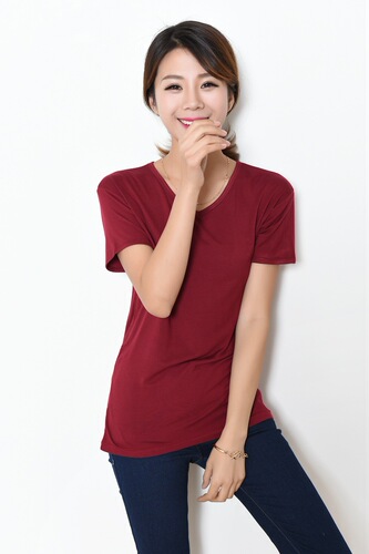 Summer wear Korean plus-size large women's pure color cotton V-neck women's short-sleeved T-shirt base shirt