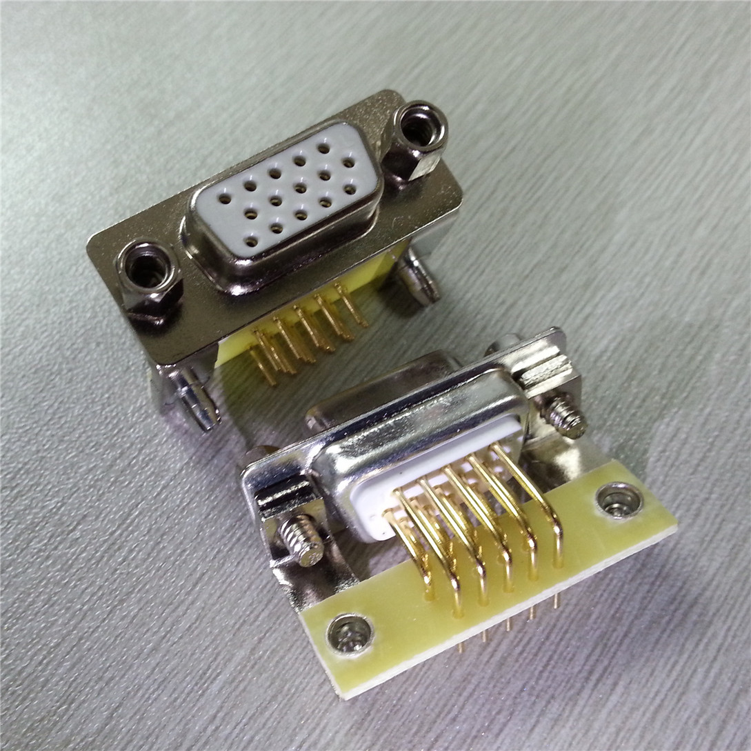 车针焊板式15PIN母头 新品实芯D-SUB连接器 镀金VGA15孔接口母座