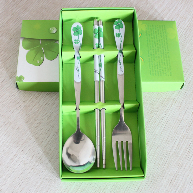 活动礼品不锈钢餐具叉勺筷子便携式两三件套装礼盒婚庆回礼