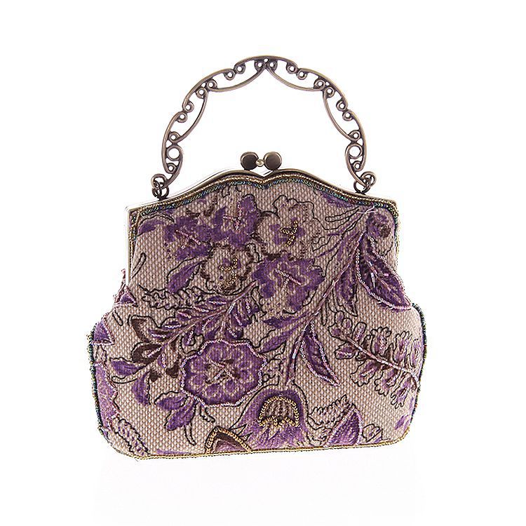 Burlap Beaded Embroidered Bag Handbags Craft Bag Ladies Bag Classical Beaded Bag display picture 7